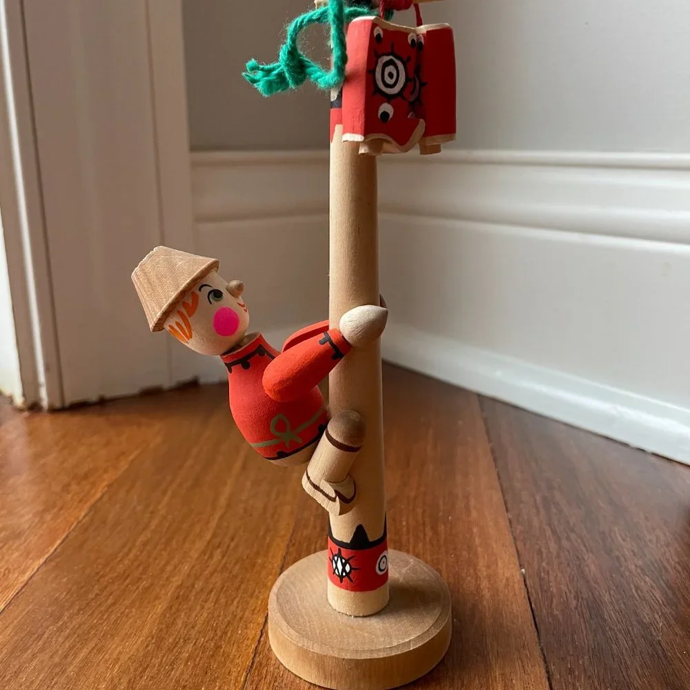 Russian Wood Ornament / Figure Maslenitsa Maslenica Pole Climber